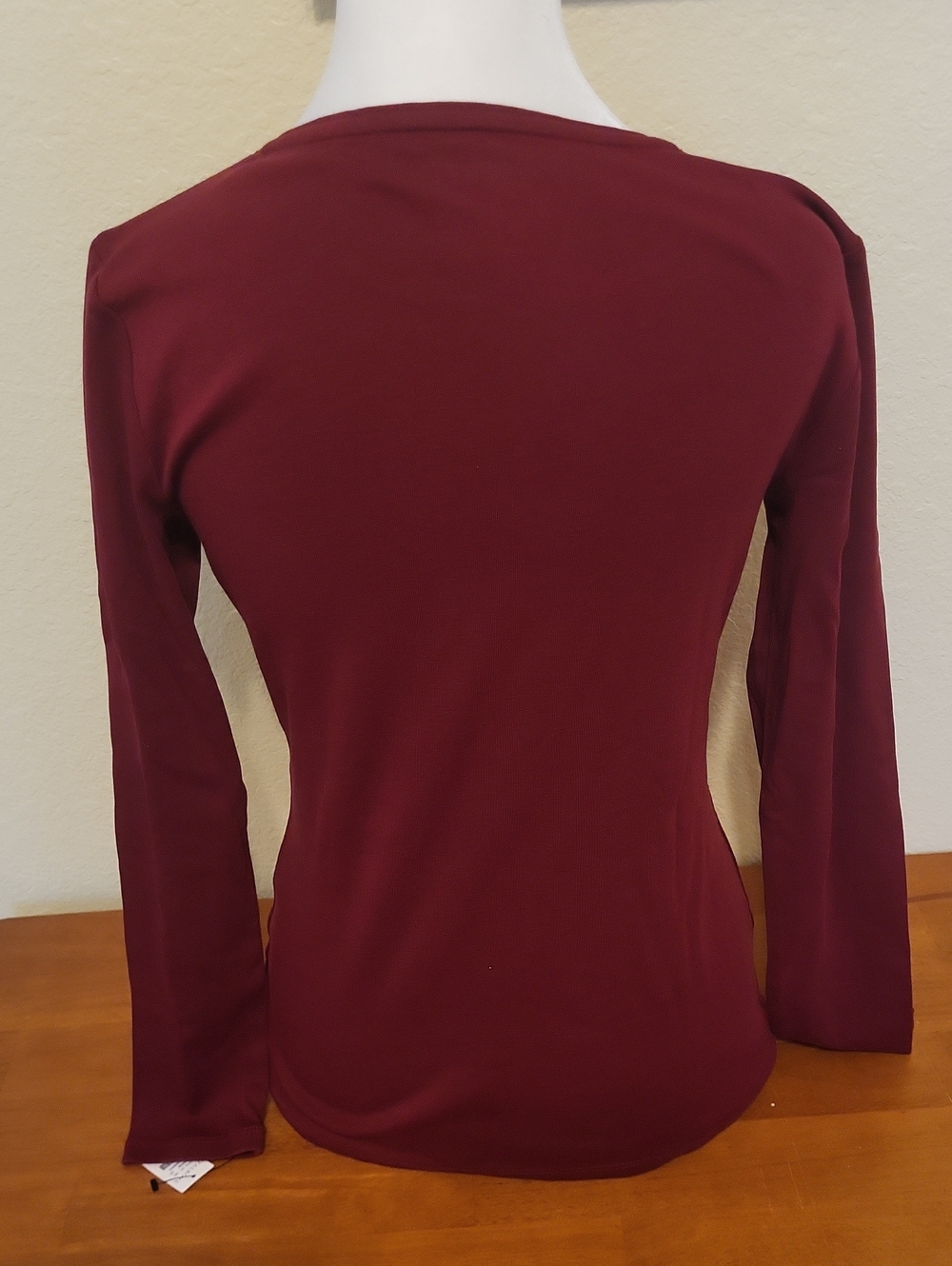 Talbots Women's Burgundy Long-Sleeve Crewneck Top - Picture 2 of 4